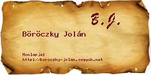 Böröczky Jolán névjegykártya